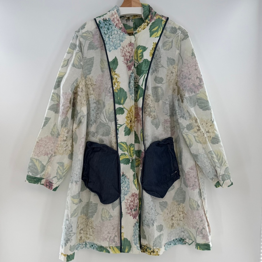 Anthropologie By Anthropologie A+ Mellie Hydrangea Swing Raincoat Blue Floral - Picture 3 of 15